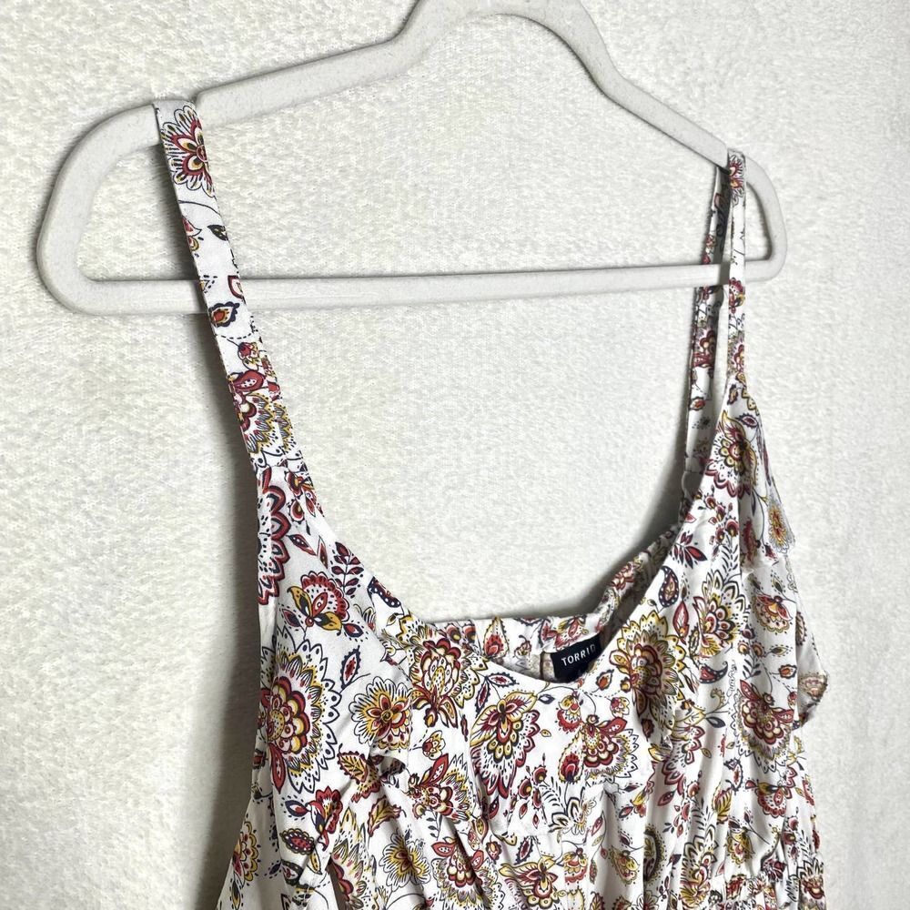 Torrid Floral Paisley Ruffle Neck Challis Midi Tank Dress Multicolor Size 4X - Picture 3 of 16